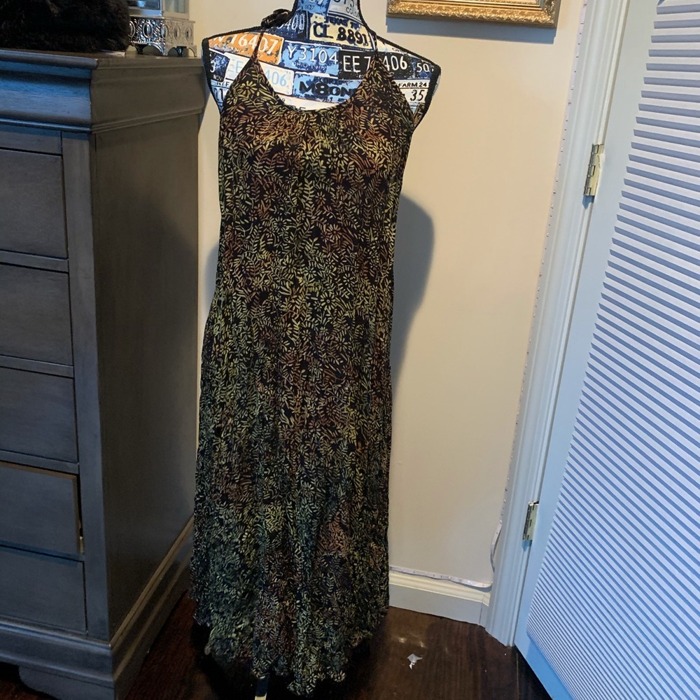 Green floral maxi dress